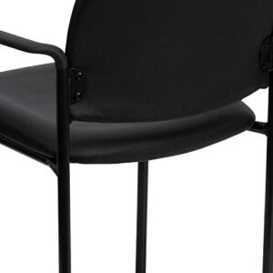 Flash Furniture Tiffany Comfort Black Vinyl Stackable Steel Side Reception Chair with Arms