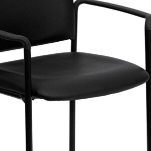 Flash Furniture Tiffany Comfort Black Vinyl Stackable Steel Side Reception Chair with Arms