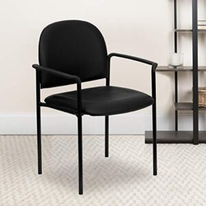 Flash Furniture Tiffany Comfort Black Vinyl Stackable Steel Side Reception Chair with Arms