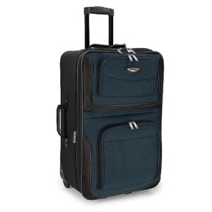 travel select amsterdam expandable rolling upright luggage, navy, checked-medium 25-inch