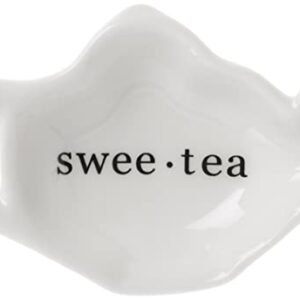 Swee-Tea Ceramic Tea-Bag Caddy in Black & White Serving-Tray Gift Box