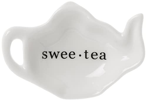 Swee-Tea Ceramic Tea-Bag Caddy in Black & White Serving-Tray Gift Box
