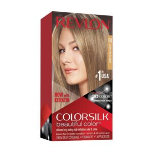 revlon permanent hair color, permanent hair dye, colorsilk with 100% gray coverage, ammonia-free, keratin and amino acids, 60 dark ash blonde, 4.4 oz (pack of 1)