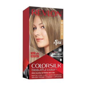 Revlon Permanent Hair Color, Permanent Hair Dye, Colorsilk with 100% Gray Coverage, Ammonia-Free, Keratin and Amino Acids, 60 Dark Ash Blonde, 4.4 Oz (Pack of 1)