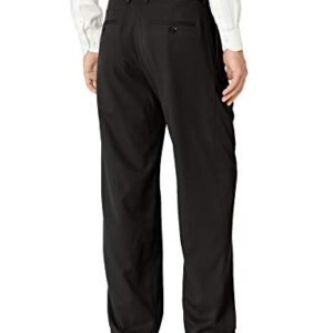 Haggar mens Mynx Gabardine Hidden Expandable Waistband Classic Fit Front Pleated dress pants, Black, 36W x 32L US