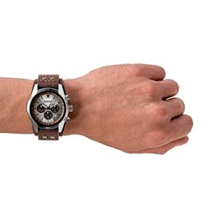 Fossil Men's Coachman Quartz Stainless Steel and Leather Chronograph Watch, Color: Silver, Brown (Model: CH2565)