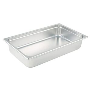 winco anti-jamming steam pan, full-size x 4-inch,stainless steel,medium