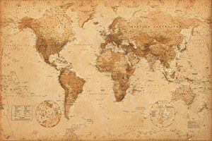 world map (antique) art  24x36 poster