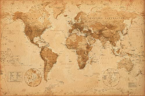 World Map (Antique) Art  24x36 Poster