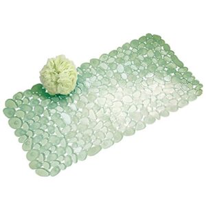 idesign pebblz non-slip suction bath mat for shower, bathtub - green 26" x 13.5"