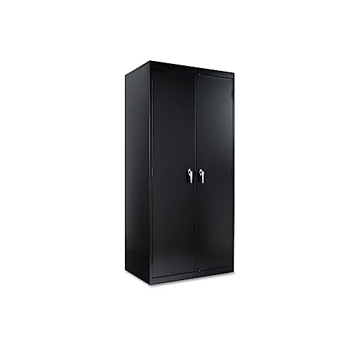 Alera CM7824BK 36 in. x 78 in. x 24 in. Assembled High Storage Cabinet with Adjustable Shelves - Black