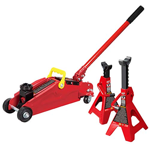 BIG RED Torin Hydraulic Trolley Floor Jack Combo with 2 Jack Stands, 2 Ton Capacity (T82001)