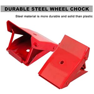 BIG RED 2 Pack Steel Wheel Chock Foldable Tire Stop for Car, Red, TD3553