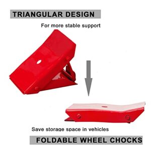 BIG RED 2 Pack Steel Wheel Chock Foldable Tire Stop for Car, Red, TD3553