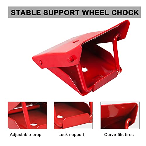 BIG RED 2 Pack Steel Wheel Chock Foldable Tire Stop for Car, Red, TD3553