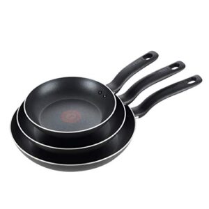 t-fal specialty nonstick 3 piece fry pan set 8, 9.5, 11 inch cookware, pots and pans, dishwasher safe black