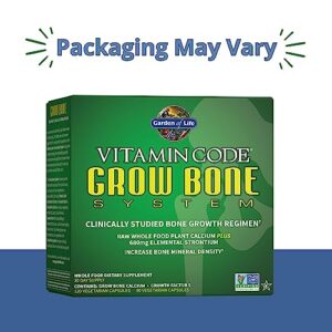 Garden of Life Calcium Supplement - Vitamin Code Grow Bone Made with Whole Foods, Strontium, Magnesium, K2 MK7, Vitamin D3 & C Plus Probiotics for Gut Health, 30 Day Supply