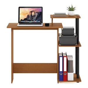 Furinno Efficient Home Laptop Notebook Computer Desk with Square Shelves, Light Cherry/Black