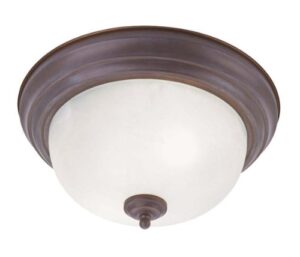 livex lighting 7118-18 flush mount with white alabaster glass shades, weathered brick