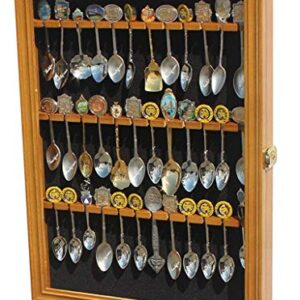 36 Souvenir Tea Spoon Display Case Rack Cabinet Lockable Glass Door Oak Finish