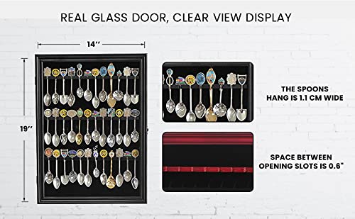 36 Souvenir Tea Spoon Display Case Rack Cabinet Lockable Glass Door Oak Finish