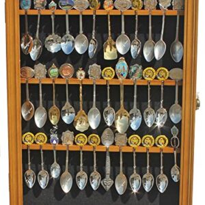 36 Souvenir Tea Spoon Display Case Rack Cabinet Lockable Glass Door Oak Finish