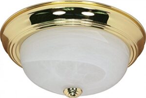 nuvo 60/213 flush mounted dome light fixture, 11", polished brass/alabaster glass