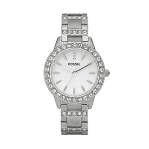 fossil women's jesse quartz stainless steel three-hand watch, color: silver glitz (model: es2362)