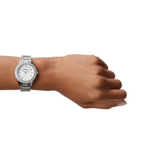 Fossil Women's Jesse Quartz Stainless Steel Three-Hand Watch, Color: Silver Glitz (Model: ES2362)