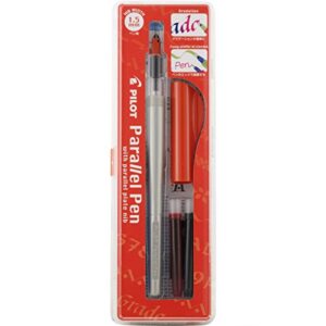pilot parallel calligraphy pen set, 1.5mm nib with black and red ink cartridges (90050)