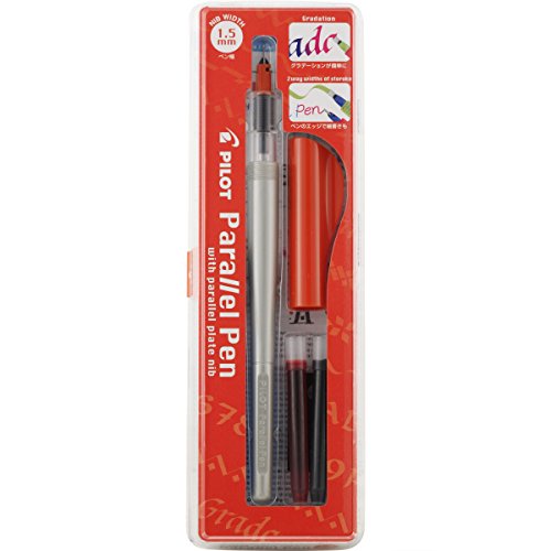 PILOT Parallel Calligraphy Pen Set, 1.5mm Nib with Black and Red Ink Cartridges (90050)