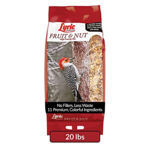 lyric fruit and nut wild bird seed - high energy wild bird food mix - attracts woodpeckers, chickadees & other songbirds - 20 lb bag