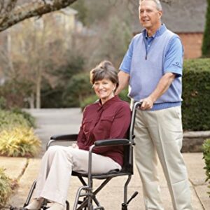 Drive Medical TR37E-SV Lightweight Folding Transport Wheelchair with Swing-Away Footrest, Silver