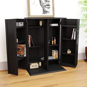 Prepac Locking Media Storage Cabinet with Shaker Doors Storage Cabinet, Black