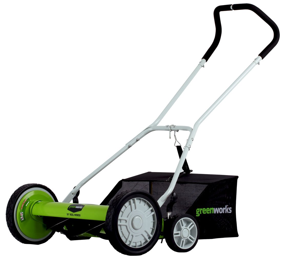 Greenworks 25072 20-Inch 5-Blade Push Reel Lawn Mower with Grass Catcher