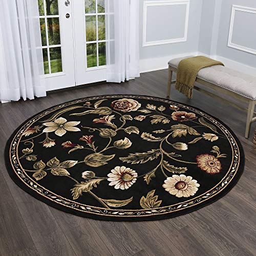 Home Dynamix Optimum Amell Traditional Floral Area Rug, 8 ft, Black/Burgundy