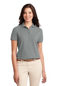 port authority ladies silk touch polo m cool grey