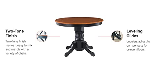 Home Styles Black Oak 42-inch Round Pedestal Dining Table with Hardwood Solids Construction, a Oak Top, and Cabriole Legs