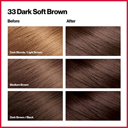 Permanent Hair Color by Revlon, Permanent Hair Dye, Colorsilk with 100% Gray Coverage, Ammonia-Free, Keratin and Amino Acids, 33 Dark Soft Brown, 4.4 Oz (Pack of 1)