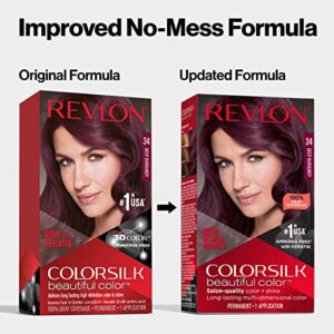 Revlon Colorsilk Beautiful Color, Permanent Hair Dye with Keratin, 100% Gray Coverage, Ammonia Free, 53 Light Auburn