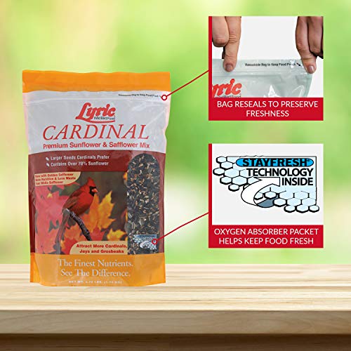 Lyric Cardinal Wild Bird Seed - Sunflower & Safflower Premium Bird Food Mix for Cardinals, Grosbeaks & Blue Jays - 3.75 lb bag