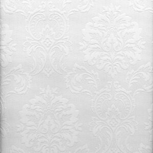 Brewster 429-6705 Plouf Damask Paintable Wallpaper, White