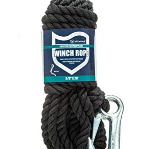 Attwood 11739-2 Poly Winch Rope with Steel Hook (3/8-Inch x 20-Feet)