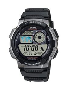 casio men's ae1000w-1bvcf silver-tone and black digital sport watch with black resin band