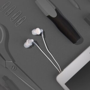 Panasonic ErgoFit Wired Earbuds, In-Ear Headphones with Dynamic Crystal-Clear Sound and Ergonomic Custom-Fit Earpieces (S/M/L), 3.5mm Jack for Phones and Laptops, No Mic - RP-HJE120-S (Silver)