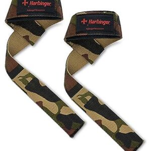 Harbinger Padded Cotton Lifting Straps with NeoTek Cushioned Wrist (Pair), Camo