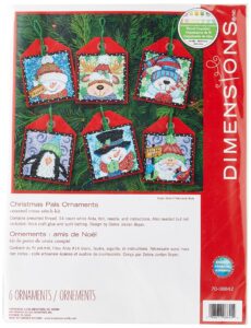 dimensions counted cross stitch christmas pals ornament kit, 6 pcs