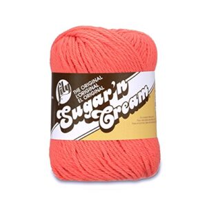lily sugar 'n cream the original solid yarn, 2.5oz, medium 4 gauge, 100% cotton - tangerine - machine wash & dry