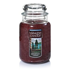 yankee candle mountain lodge scented, classic 22oz large jar single wick candle, over 110 hours of burn time