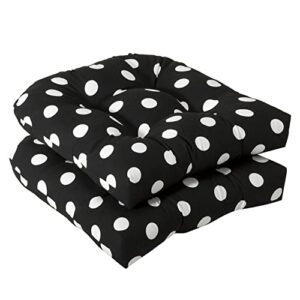 pillow perfect - 386065 outdoor/indoor polka dot tufted seat cushions (round back), 19" x 19", black, 2 pack